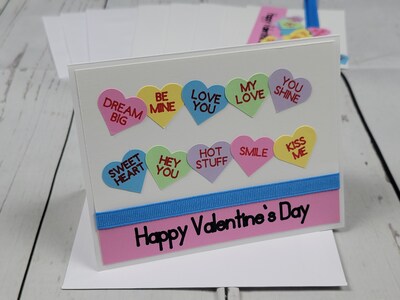 Happy Valentine's Day Greeting Card Kit, 4 Cards with Envelopes, Candy  Heart Cards, DIY Card Kit, Valentine Cards, Card Making Supplies